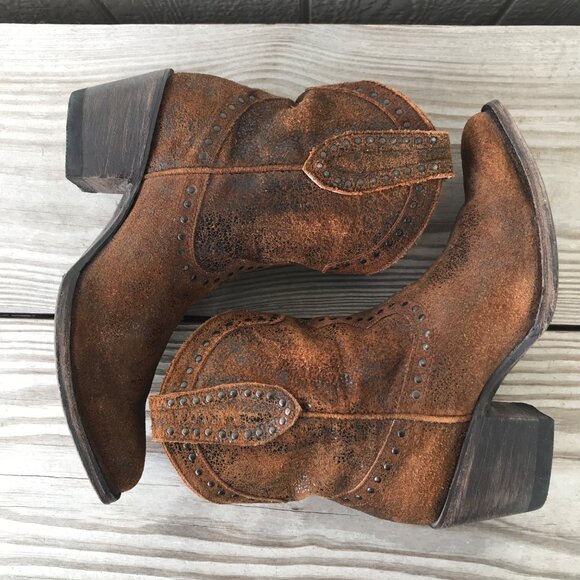 Idyllwind Glazed Roughout Outseam Studs Womens Western Ankle Boots 8 B IDL038-1 - Picture 6 of 14